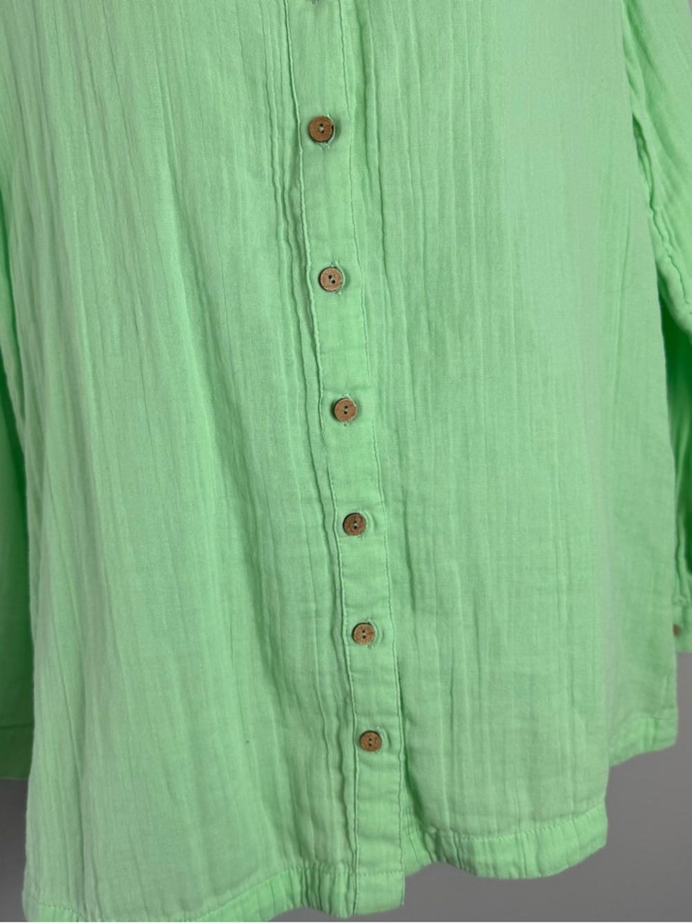 Soft Surroundings Escambia Gauze Green Cotton Tunic Button Up Shirt Size Large - Picture 4 of 9